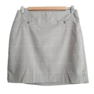 BANANA REPUBLIC | Mini Skirt Plaid Window Pane Check Pattern Grey Sz 6